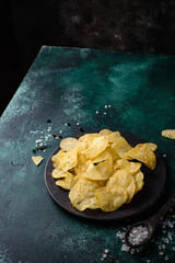 Crispy salty homemade potato chips