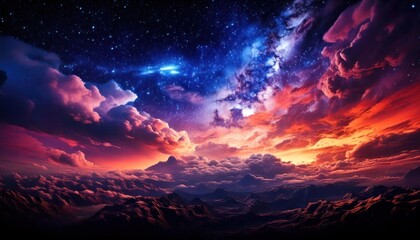 Naklejka premium Majestic Cosmic Clouds- A Celestial Odyssey 