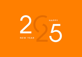 2025 orange logo, New Year greeting card vector design