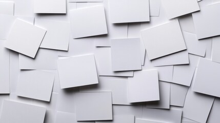 A collection of blank white cards scattered artistically on a smooth surface, inviting creativity and inspiration in every direction