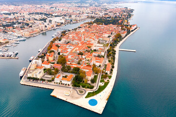 Croatia, Zadar. Aerial panoramic view of the old town of Zadar at autumn day. Travel in Croatia 