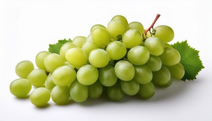 Fresh green grapes arranged on a white background on a white background