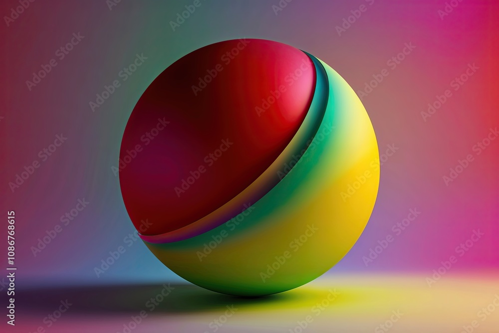 Poster elegant colorful gradient sphere design with soft shapes in vivid red green and yellow tones