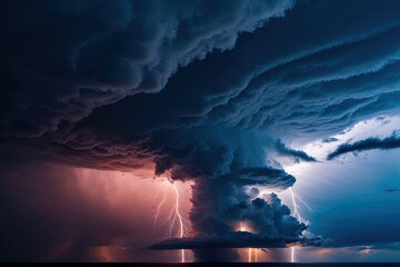 Dramatic Isolated Storm Clouds with Stunning Lightning Flashes on White Background