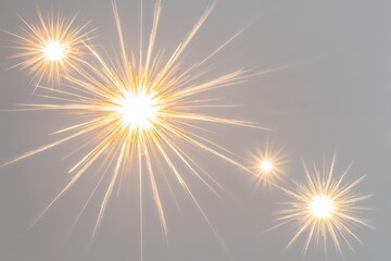 Fototapeta premium Radiant Light Sources with Sparkle and Glow on White Background
