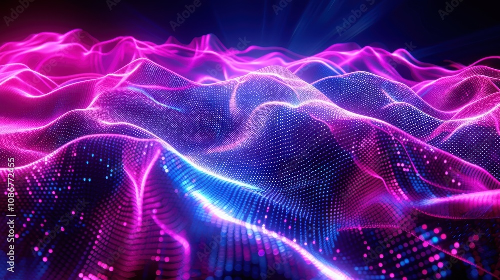 Aufkleber vibrant abstract background with flowing waves of colorful light in shades of pink and blue, creatin