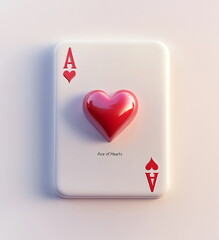 Obraz premium 3D playing card the Ace of Hearts with a red