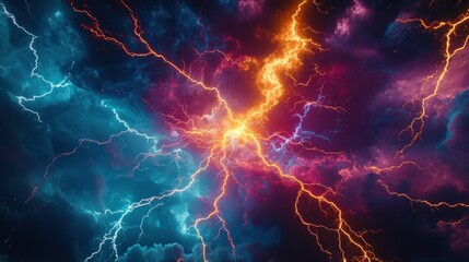 Lightning bolts storm electric vibrant.
