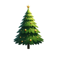 Fototapeta premium Realistic 3d Christmas Tree with yellow ball and star