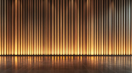 Detailed image of vertical wooden slats highlighted by ambient lighting, offering a sophisticated and inviting feel within a modern interior setting.
