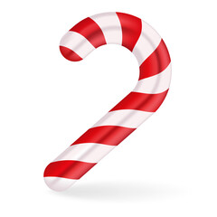 Red and white candy cane illustration. Traditional striped design, symbolizing classic Christmas treats and festive celebrations, perfect for seasonal decorations.