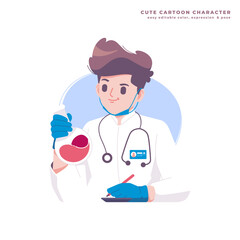 scientist cute cartoon character illustration