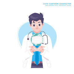 doctor cute cartoon character illustration
