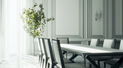 Fototapeta premium Luxurious Roman-Inspired Dining Room with Modern Elegance and Sophistication, Perfect for Entertaining