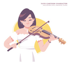 playing violin cute cartoon character © ayunannas
