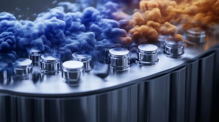 Three-Dimensional Pharmaceutical Factory Conveyor with Glass Jars Filling Vaccine in Modern Medical Facility