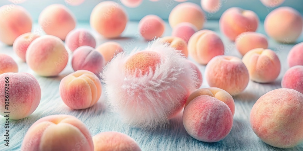 Poster captivating peach fuzz pattern with watercolor spheres: a delightful blend of texture and color for 