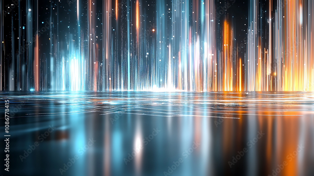Aufkleber dynamic light patterns abstract space visual art digital environment futuristic perspective creative