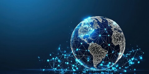 Digital Globe with Connected Lines Representing Global Network and Technology, Illustrating Data Exchange, Communication, and Modern Connectivity in a Modern World