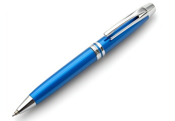 Blue ballpoint pen isolated on a white background
