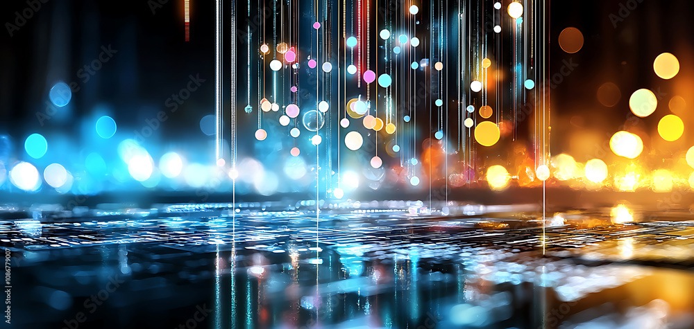 Aufkleber dynamic light patterns and digital artistry urban nightscape visual representation tech innovation a