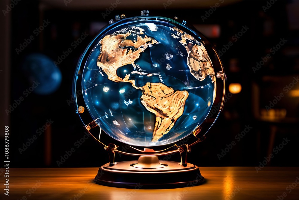 Poster interactive globe with constellations a glowing globe that highl