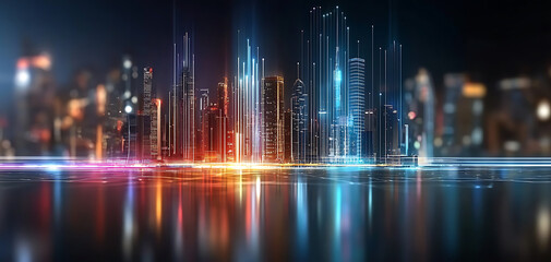 Dynamic cityscape visualization urban environment digital art nighttime futuristic concept for enhanced seo impact