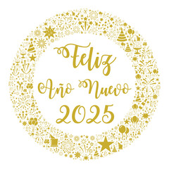 Happy New Year 2025 in Spanish language	