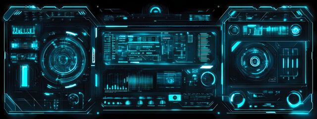 Fototapeta premium Neon Tech Framework