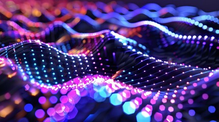 Obraz premium Futuristic 3D shapes with holographic textures and glowing effects