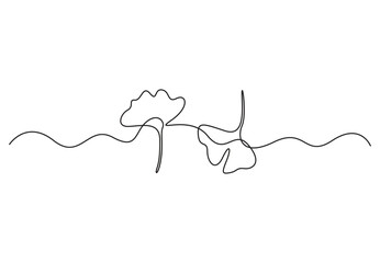 Ginkgo flower continuous one line drawing vector illustration. Pro vector