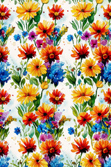 bright background of wild flowers on light background vertical illustration