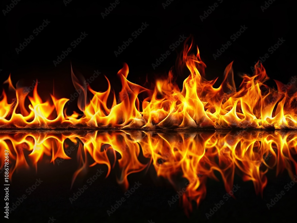 Aufkleber captivating tilt-shift photography of vibrant flames on a dark background in slow motion loop animat