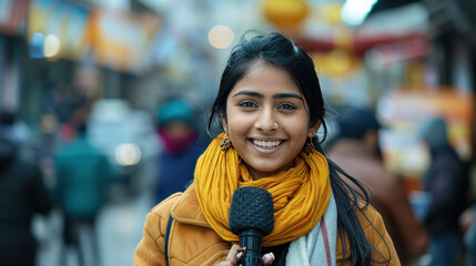 Beautiful female reporter