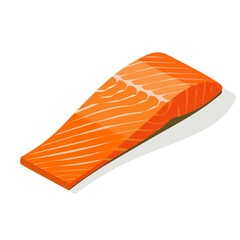 Simple flat 2D icon salmon fillet isolated on a transparent background, vector, flat design, animation design, vector, flat design, animation design, simple illustration, minimalist icon design