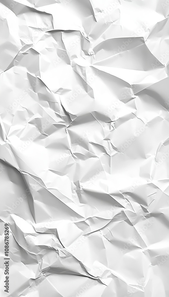 Poster white crumpled paper texture background, abstract pattern design element with copy space for text