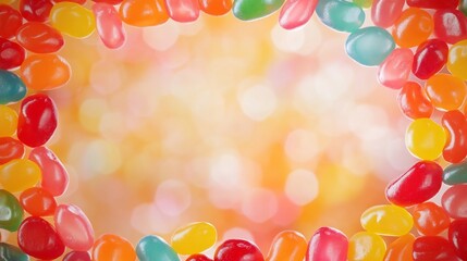 Vibrant Candy Gummies Arrangement in Pastel Tones Forming a Stunning Background