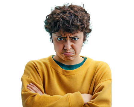 Emotional portrait of frustration studio photography isolated close-up human expression