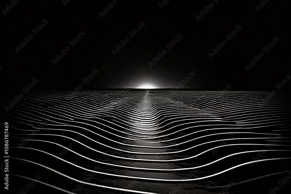 Poster lines a stream of lines varying in thickness and direction conve