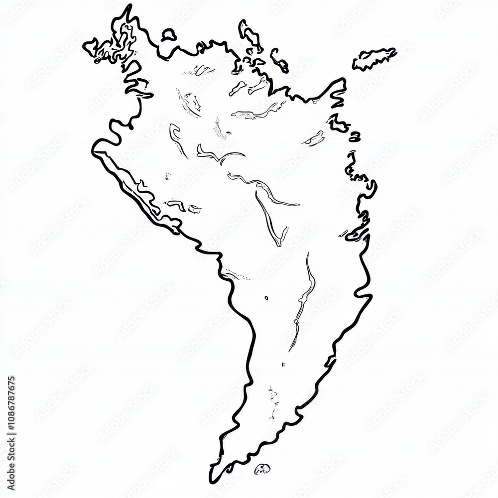 Poster detailed outline of a geographic region featuring unique topographical features and natural contours