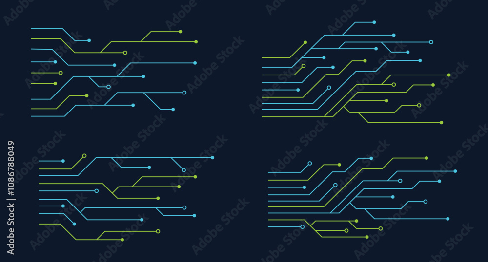 Aufkleber set of printed circuit board. abstract futuristic circuit board. digital circuit board. futuristic t