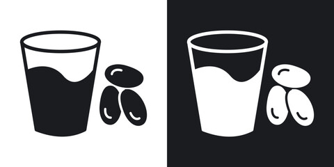 Ramadan iftar icon set in black filled and solid filled style