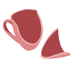 Broken cup,  Broken glass and shards minimalistic icon symbol.