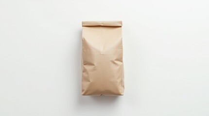 Plain kraft paper bag isolated on white background, suitable for branding mockups