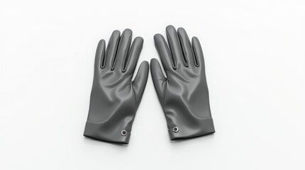 Obraz premium Pair of glossy gray gloves, isolated on a white background