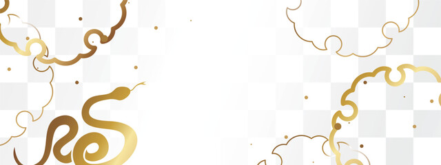 高級感のあるヘビのバナー　ホワイト＆ゴールド