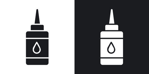 Glue bottle icon set in black filled and solid filled style