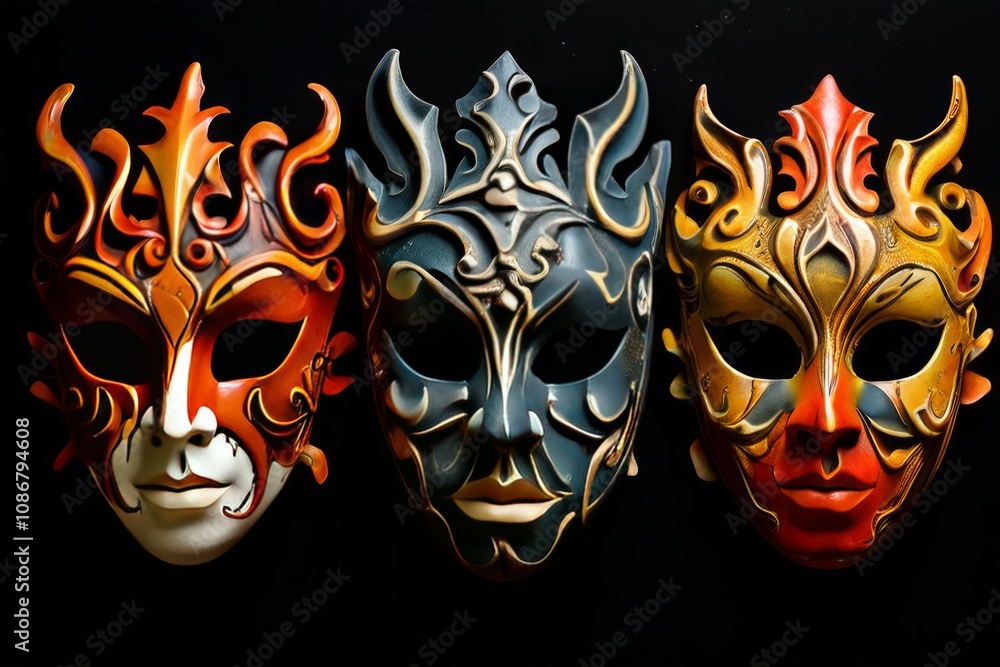 Poster masks decorative masks fall each one with a unique design and ex