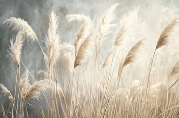 Obraz premium A photograph of pampas grass with long, fluffy leaves swaying in the breeze