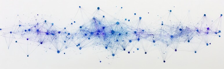Abstract Connection Network with Blue and Purple Nodes Representing Data Flow and Digital Communication in a Modern Technology Environment